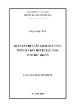 Quản lý chi ngân sách nhà nước trên địa bàn huyện lục nam tỉnh bắc giang