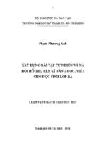 Xây dựng bài tập tự nhiên và xã hội hỗ trợ rèn kĩ năng đọc, viết cho học sinh lớp ba