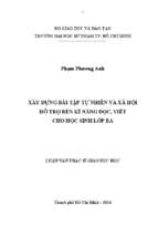 Xây dựng bài tập tự nhiên và xã hội hỗ trợ rèn kĩ năng đọc, viết cho học sinh lớp ba