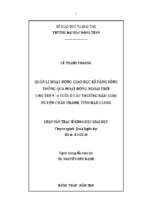 Quản lí hoạt động giáo dục kĩ năng sống thông qua hoạt động ngoài trời cho trẻ 5   6 tuổi ở các trường mẫu giáo huyện châu thành, tỉnh hậu giang