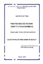 Phân tích báo cáo tài chính công ty cổ phần docimecxo