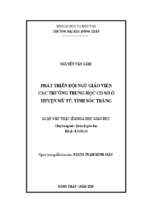 Phát triển đội ngũ giáo viên các trường trung học cơ sở ở huyện mỹ tú, tỉnh sóc trăng