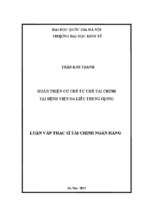 Hoàn thiện cơ chế tự chủ tài chính tại bệnh viện da liễu trung ương   