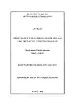 Hình thành kỹ năng phòng tránh xâm hại cho trẻ 5 6 tuổi ở trường mầm non