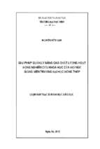 Giải pháp quản lý nâng cao chất lượng hoạt động nghiên cứu khoa học của đội ngũ giảng viên trường đại học đồng tháp