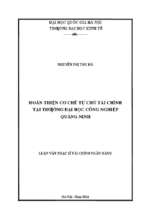 Hoàn thiện cơ chế tự chủ tài chính tại trường đại học công nghiệp quảng ninh  