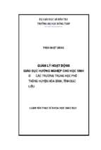 Quản lý hoạt động giáo dục hướng nghiệp cho học sinh ở các trường trung học phổ thông huyện hòa hình, tỉnh bạc liêu