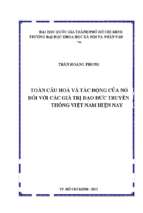 Toàn cầu hoá và tác động của nó đối với các giá trị đạo đức truyền thống việt nam hiện nay