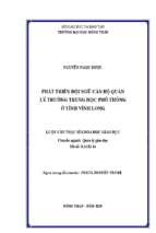 Phát triển đội ngũ cán bộ quản lý trường trung học phổ thông ở tỉnh vĩnh long