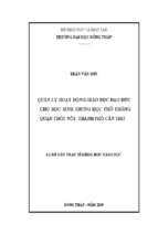 Quản lý hoạt động giáo dục đạo đức cho học sinh trung học phổ thông quận thốt nốt, thành phố cần thơ