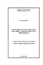 Hoàn thiện quản lý ngân sách nhà nước tại huyện diễn châu, tỉnh nghệ an  