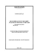 Hoàn thiện quản lý nhà nước về quyền sử dụng đất ở việt nam   