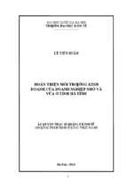 Hoàn thiện môi trường kinh doanh của doanh nghiệp nhỏ và vừa ở tỉnh hà tĩnh   