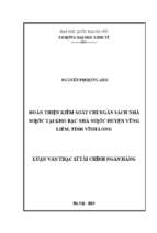 Hoàn thiện kiểm soát chi ngân sách nhà nước tại kho bạc nhà nước huyện vũng liêm, tỉnh vĩnh long  