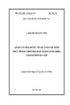 Quản lý nhà nước về an toàn vệ sinh thực phẩm trên địa bàn quận long biên thành phố hà nội