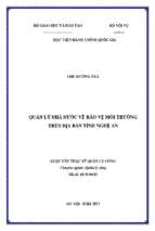 Quản lý nhà nước về bảo vệ môi trường trên địa bàn tỉnh nghệ an