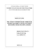 Sự lo lắng của sinh viên năm thứ 3 tại khoa sư phạm tiếng anh trường đại học ngoại ngữ khi thực hiện giảng dạy vi mô