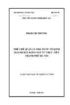 Thề chế quản lý nhà nước về kinh doanh bất động sản từ thực tiễn thành phố hà nội