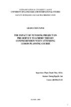 Tác động của chương trình tutoring lên quá trình học lý thuyết môn thiết kế giáo án của sinh viên sư phạm