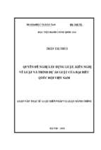 Quyền đề nghị xây dựng luật, kiến nghị về luật và trình dự án của đại biểu quốc hội việt nam