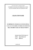 Kết hợp tiếng anh như một ngôn ngữ quốc tế vào trong tài liệu dạy nghe dành cho sinh viên năm nhất chương trình chất lượng cao