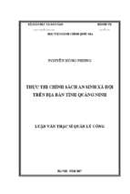 Thực thi chính sách an sinh xã hội trên địa bàn tỉnh quảng ninh