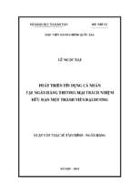 Phát triển tín dụng cá nhân tại ngân hàng thương mại trách nhiệm hữu hạn một thành viên đại dương