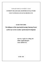 Ảnh hưởng của chương trình học trải nghiệm tutoring project đối với phát triển nghề nghiệp của sinh viên sư phạm tiếng anh