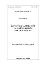 Quản lý ngân sách nhà nước tại huyện quảng điền, tỉnh thừa thiên huế