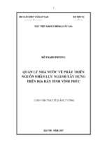 Quản lý nhà nước về phát triển nguồn nhân lực ngành xây dựng đảng trên địa bàn tỉnh vĩnh phúc