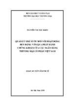 Quản lý nhà nước đối với hoạt động huy động vốn qua phát hành chứng khoán của các ngân hàng thương mại cổ phần việt nam