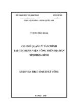 Cơ chế quản lý tài chính tại các bệnh viên công trên địa bàn tỉnh hoà bình