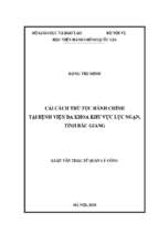 Cải cách thủ tục hành chính tại bệnh viện đa khoa khu vực lục ngạn, tỉnh bắc giang