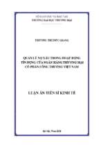 Quản ;ý nợ xấu trong hoạt động tín dụng của ngân hàng thương mại cổ phần công thương việt nam