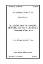 Quản lý nhà nước đối với phòng chống mại dâm trên địa bàn quận 1 thành phố hồ chí minh