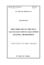 Phát triển cho vay tiêu dùng tại ngân hàng thương mại cổ phần quân đội   chi nhánh huế