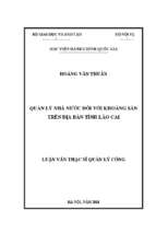 Quản lý nhà nước đối với khoáng sản trên địa bàn tỉnh lào cai