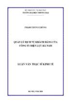 Quản lý dịch vụ khách hàng của công ty điện lực hà nam