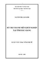 Hỗ trợ thanh niên khởi nghiệp tại tỉnh bắc giang luận văn thạc sĩ kinh tế hà nội