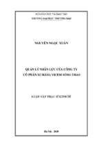 Quản lý nhân lực của công ty cổ phần xi măng vicem sông thao