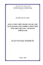 Quản lý phát triển thanh toán qua thẻ tại ngân hàng nông nghiệp và phát triển nông thôn việt nam – chi nhánh tỉnh hà nam