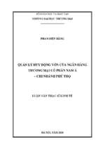 Quản lý huy động vốn của ngân hàng thương mại cổ phần nam á – chi nhánh phú thọ