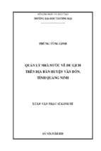 Quản lý nhà nước về du lịch trên địa bàn huyện vân đồn, tỉnh quảng ninh