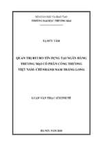 Quản trị rủi ro tín dụng tại ngân hàng thương mại cổ phần công thương việt nam  chi nhánh nam thăng long