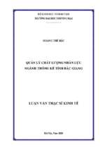 Quản lý chất lượng nhân lực ngành thống kê tỉnh bắc giang