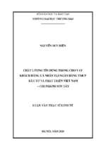 Chất lượng tín dụng trong cho vay khách hàng cá nhân tại ngân hàng tmcp đầu tƣ và phát triển việt nam – chi nhánh sơn tây