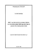 Phúc lợi cho người lao động trong các doanh nghiệp trên địa bàn thị xã quảng yên, tỉnh quảng ninh