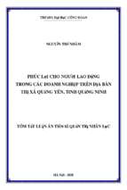 Phúc lợi cho người lao động trong các doanh nghiệp trên địa bàn thị xã quảng yên, tỉnh quảng ninh tt