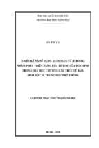 Thiết kế và sử dụng sách điện tử (e book) nhằm phát triển năng lực tự học của học sinh trong dạy học chương cấu trúc tế bào, sinh học 10