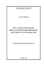 Phúc lợi cho người lao động trong các doanh nghiệp trên địa bàn thị xã quảng yên, tỉnh quảng ninh